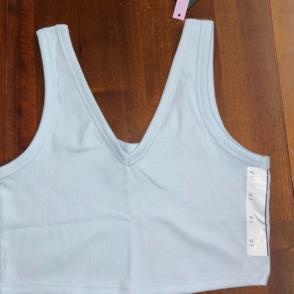 Bundle of 2 Light Blue Ribbed V-Neck Tank Top